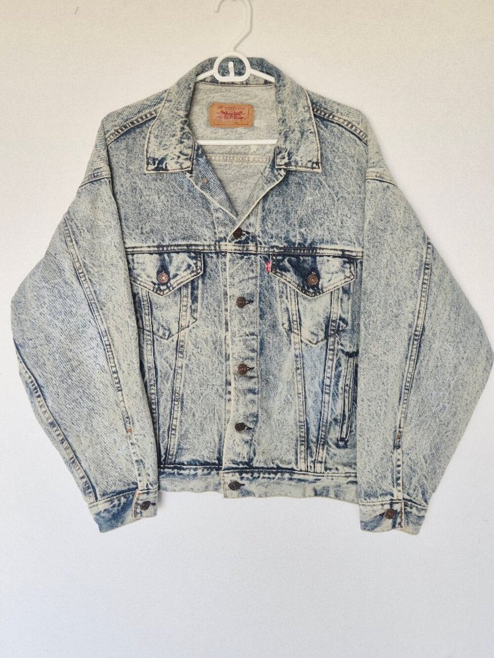 Vintage'80s Levi's 70507-0219 Made in USA Stonewashed Denim Trucker Jacket - Picture 3 of 15